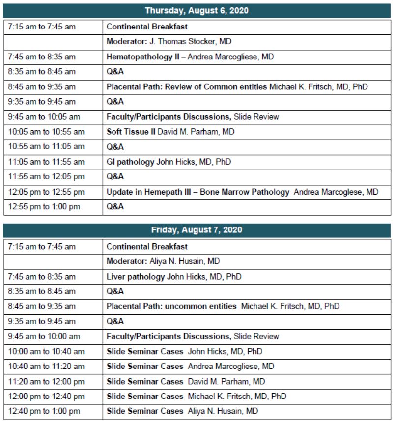 38th Aspen Conference on Pediatric Disease Schedule