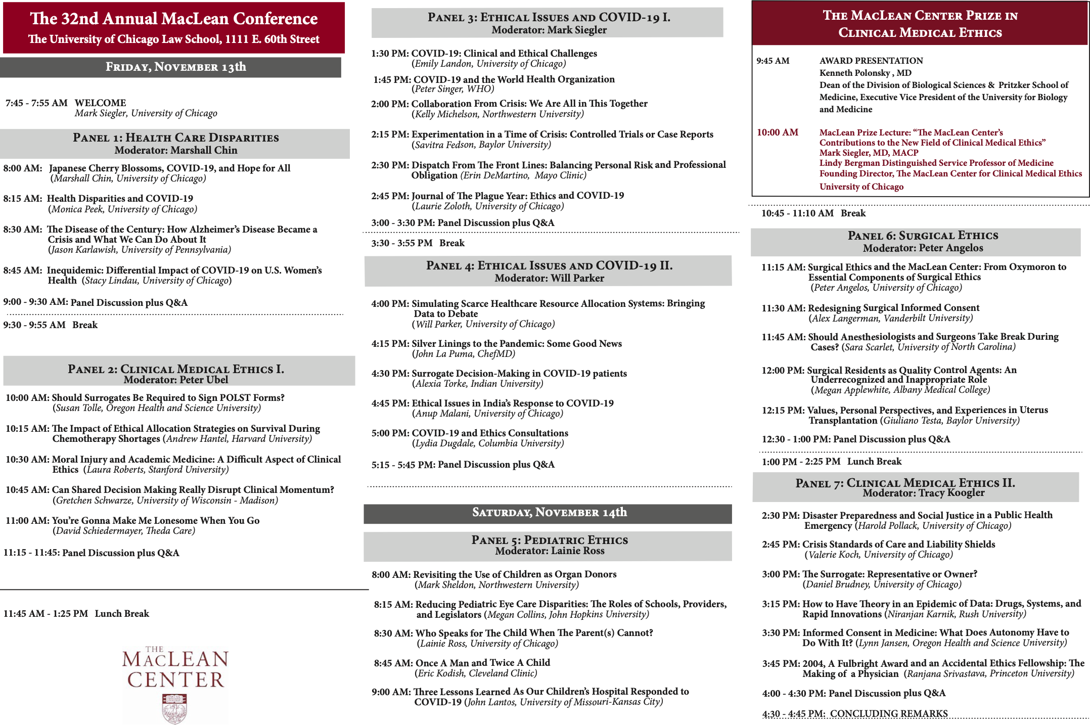 32nd Annual MacLean Conference Agenda