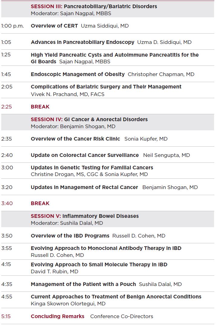 Sixth Annual Updates in Digestive Diseases Agenda