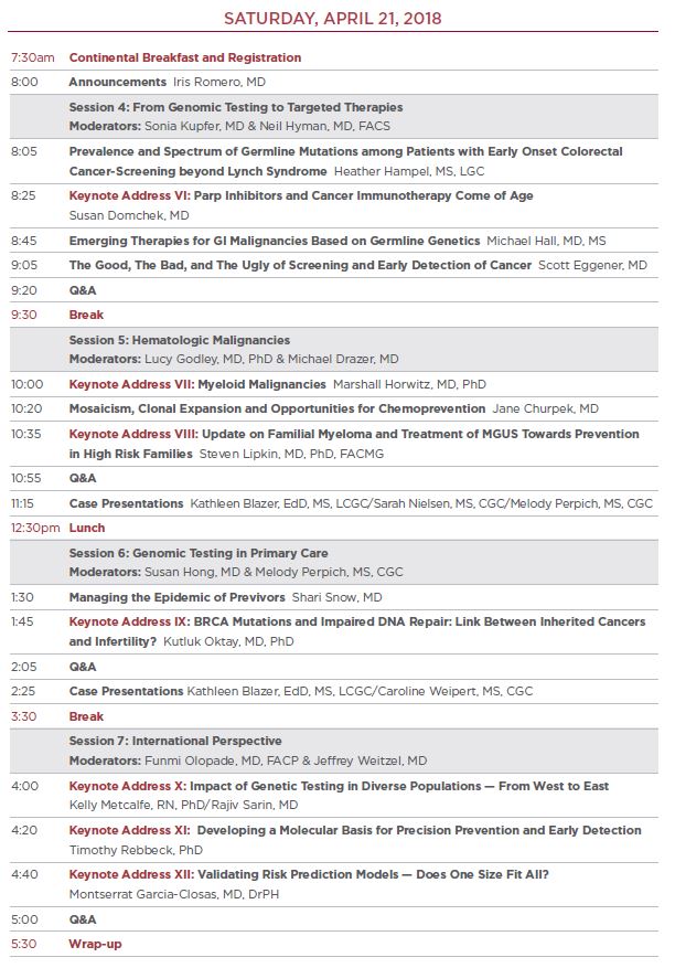 Frontiers In Precision Medicine for Inherited Cancers: From Risk Assessment to Targeted Therapies Agenda