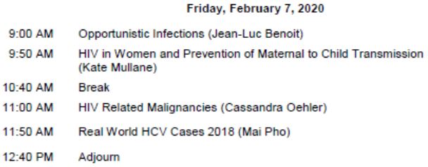 HIV/HCV Mini-Residency-February 2020 Schedule