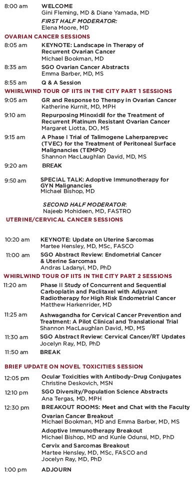 2nd Annual Chicago GYN Oncology Updates Agenda