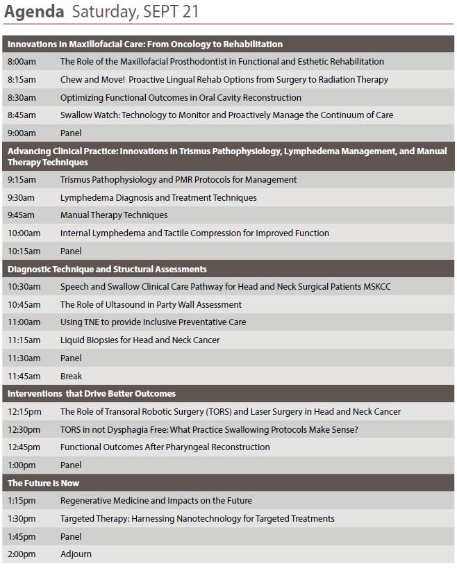 screenshot of 7th Head and Neck Cancer Symposium for the Advanced Practitioner Saturday Agenda