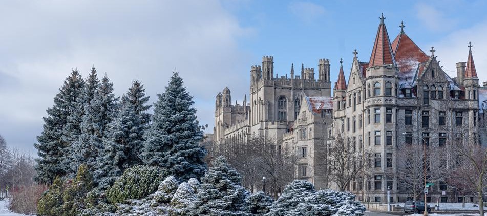 UChicago Harper Library Winter Scene