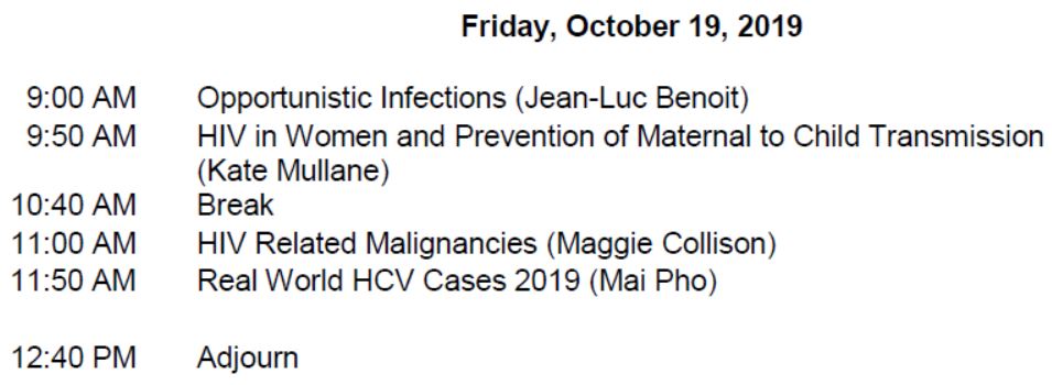 HIV/HCV Mini-Residency-October 2019 Schedule